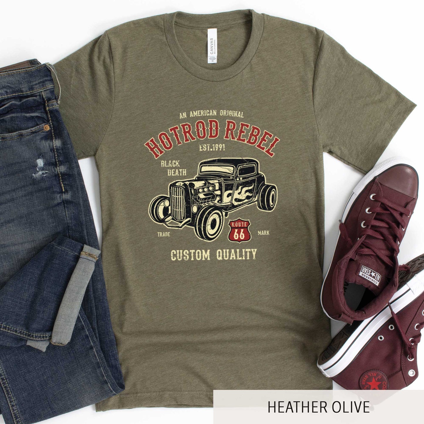 Hot Rod Rebel - Adult Unisex Jersey Crew Tee