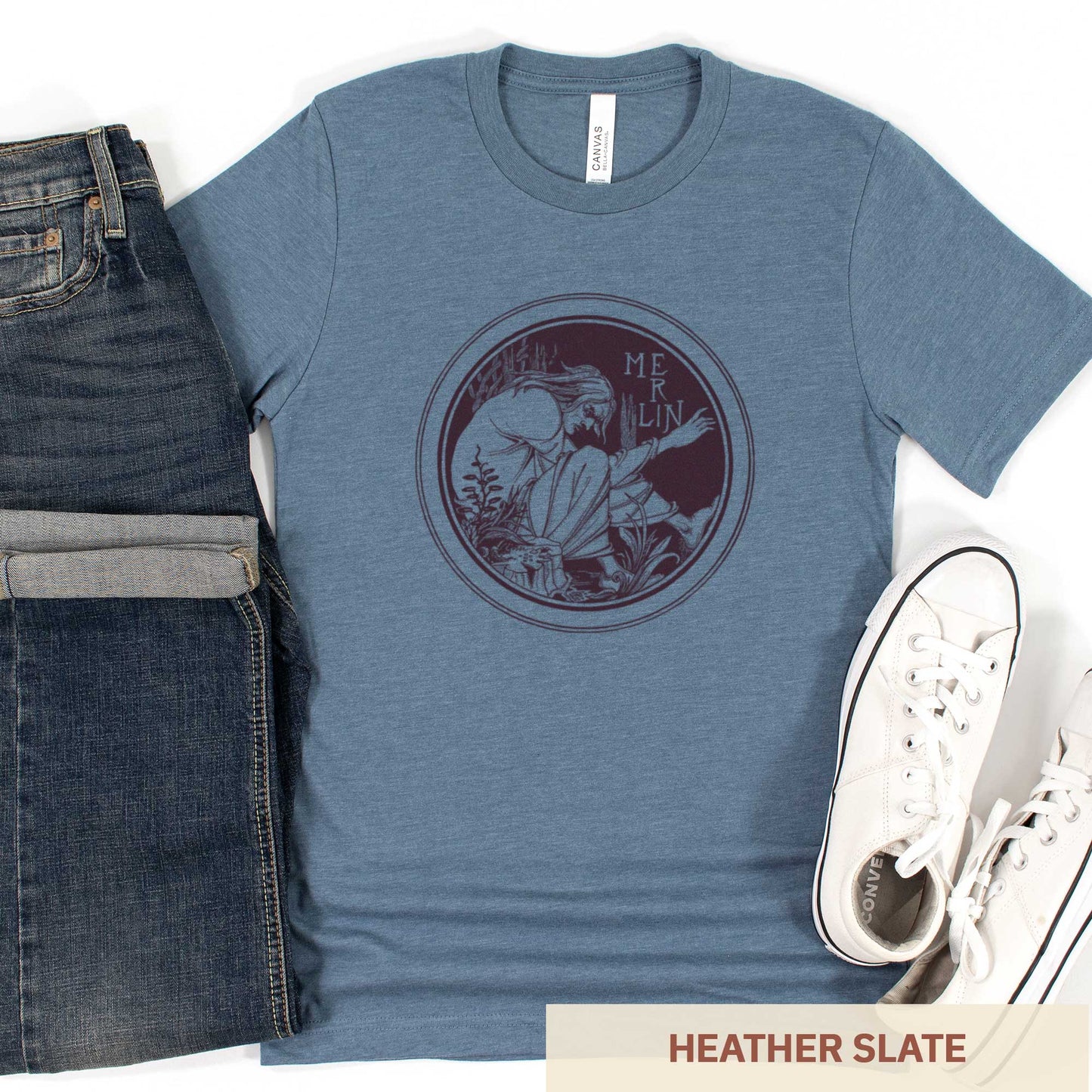 King Arthur Merlin the Magician - Adult Unisex Jersey Crew Tee