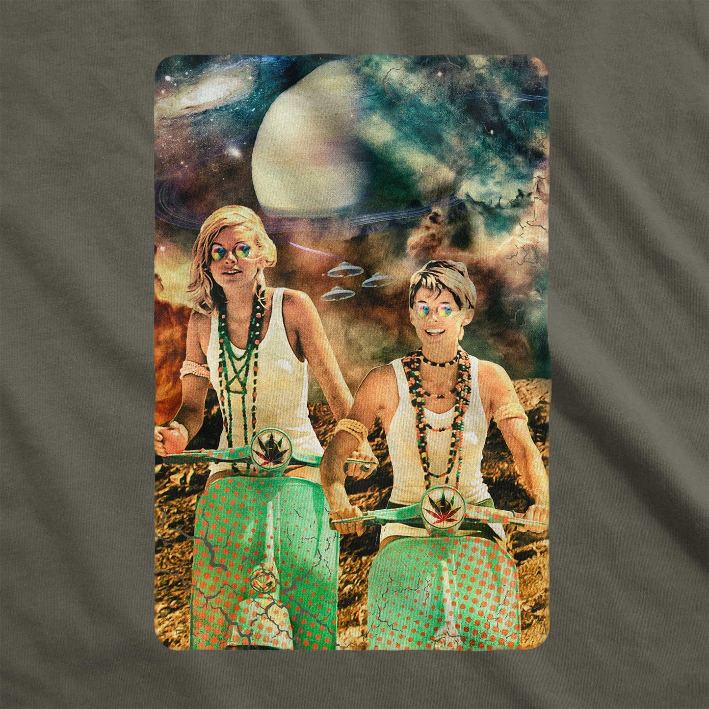 Galactic Cruise Surreal Retro Sci-fi - Adult Unisex Jersey Crew Tee