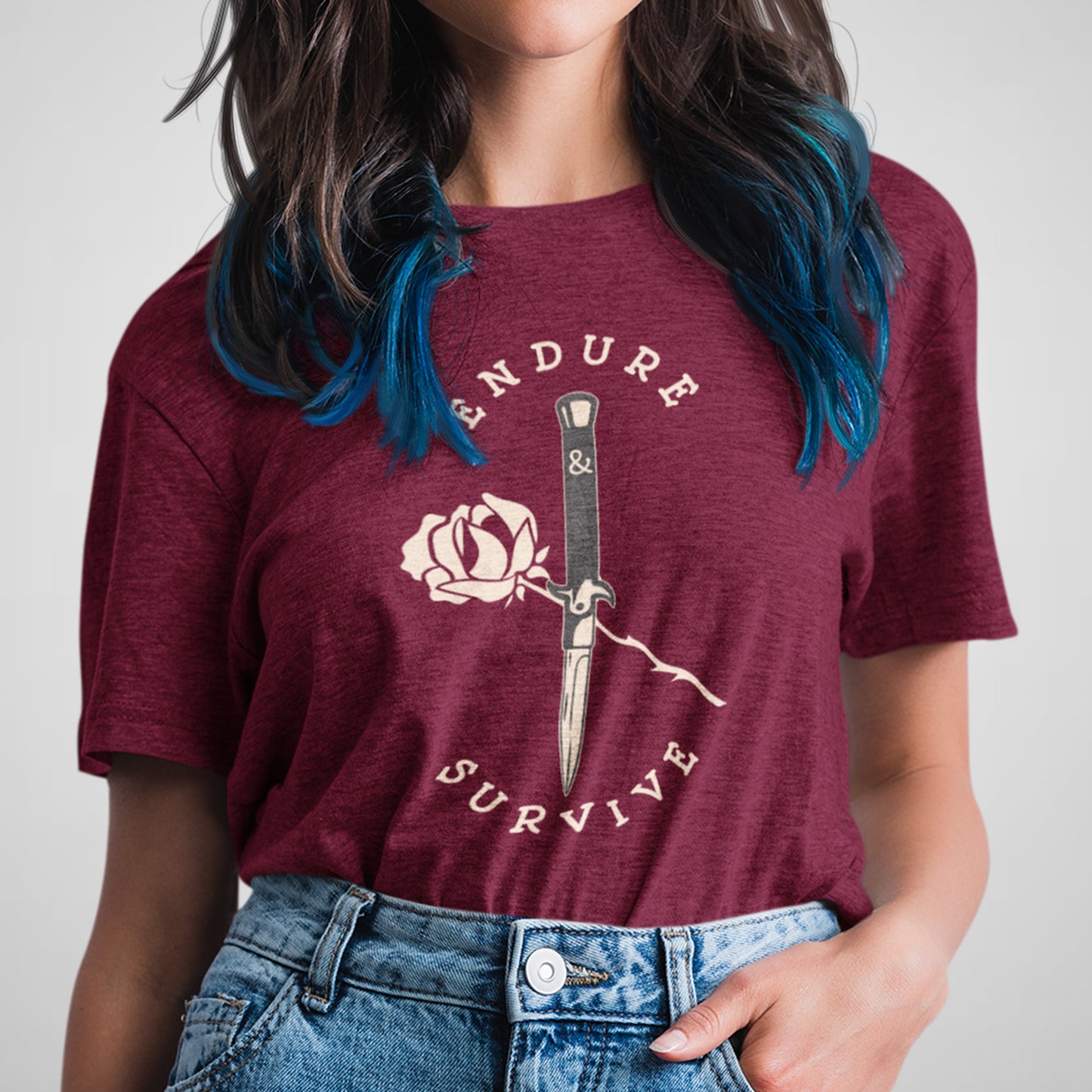 Endure & Survive Tattoo Art - Adult Unisex Jersey Crew Tee