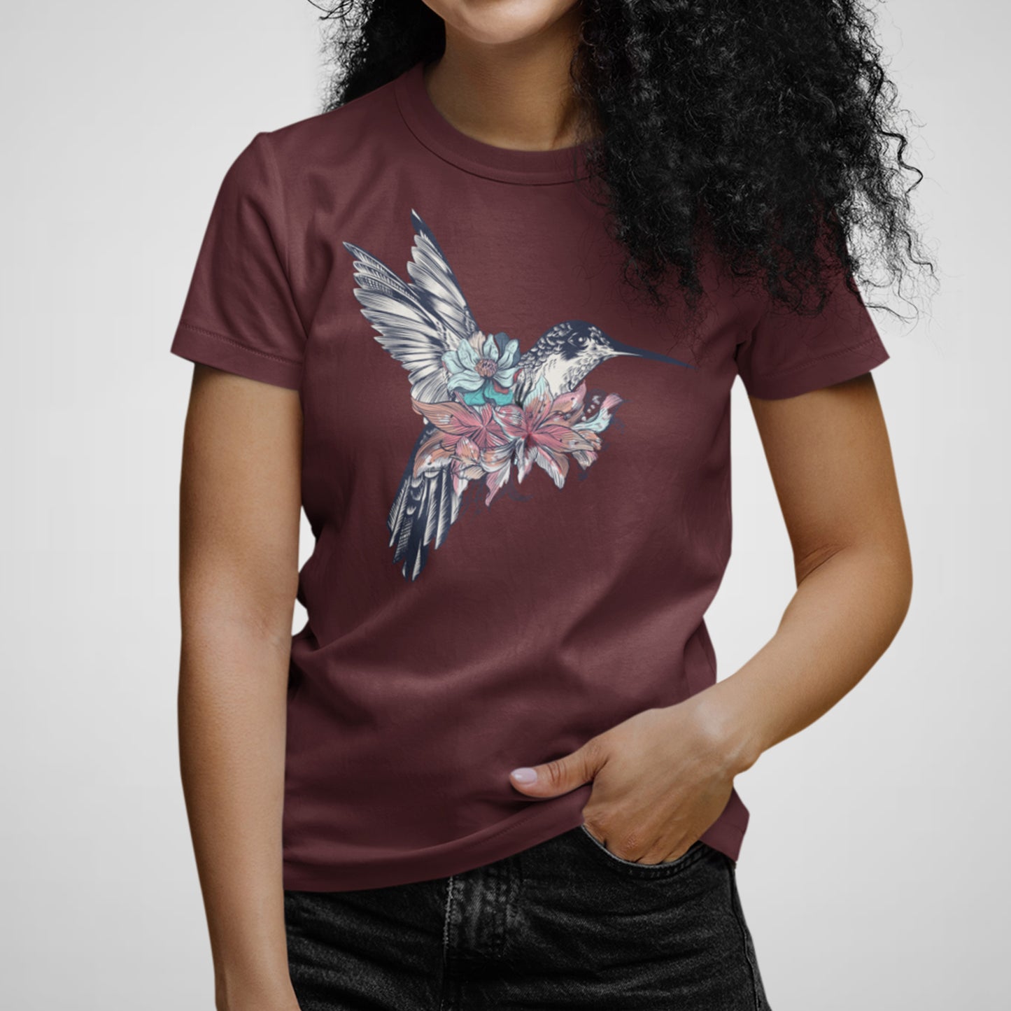 Hummingbird in Flight - Women's Relaxed Cotton Tee