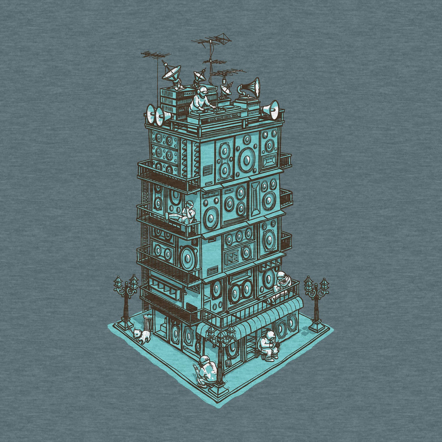 Soundzone, Music Tower, Illustration - Adult Unisex Jersey Crew Tee