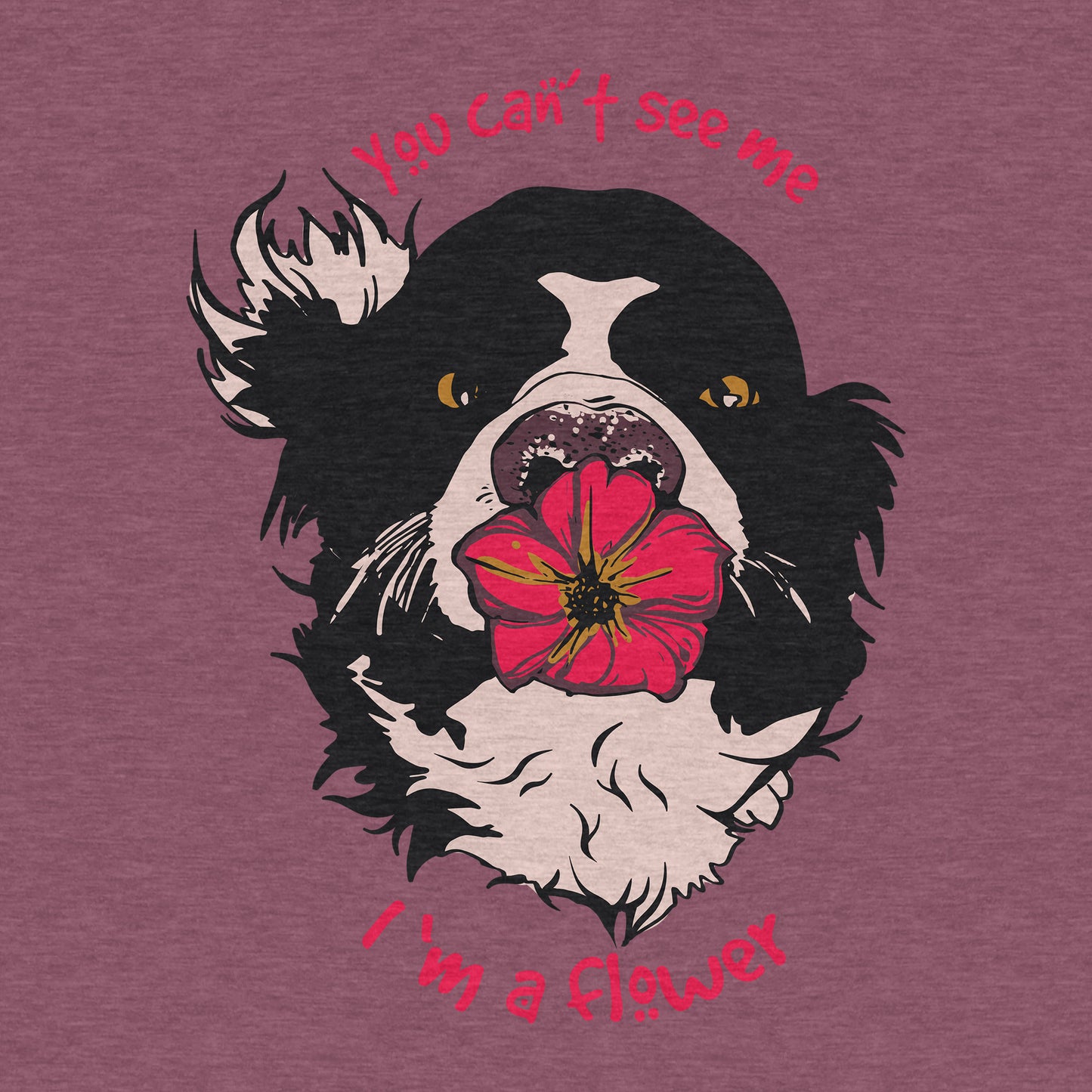 Border Collie, Flowers, Dog - Adult Unisex Long Sleeve Tee