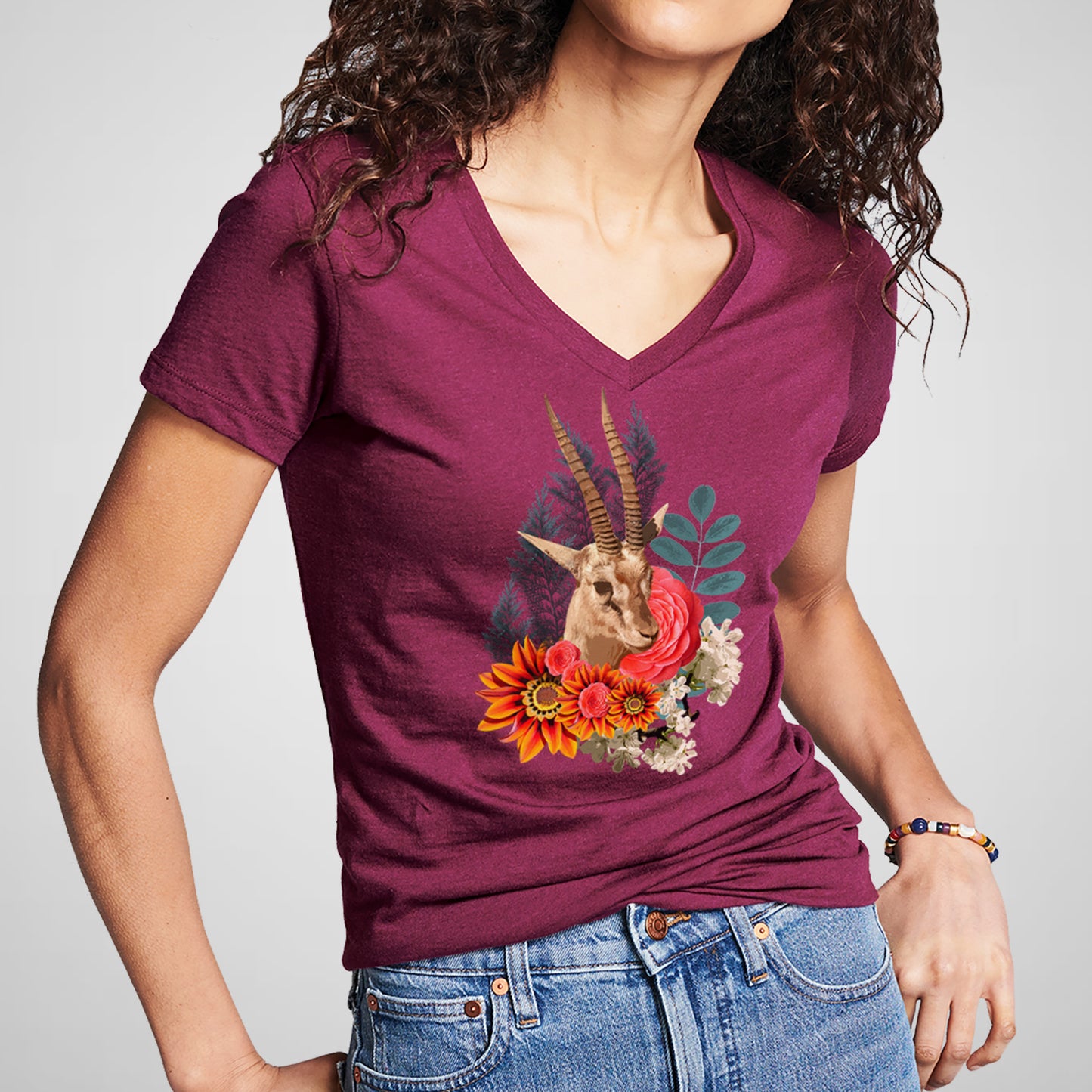 Beautiful Antelope - Women's Cotton V-Neck Tee