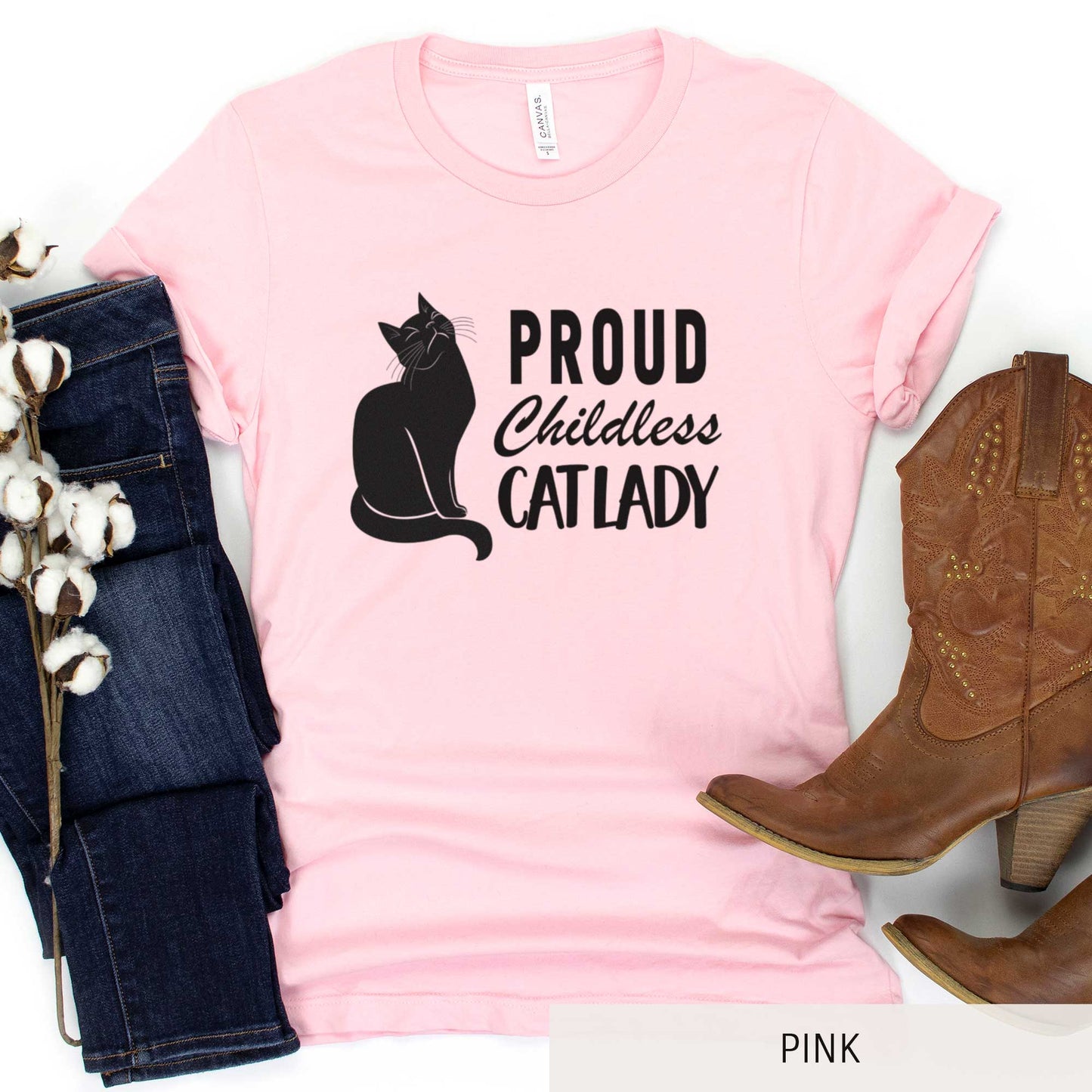 Proud Childless Cat Lady - Adult Unisex Jersey Crew Tee