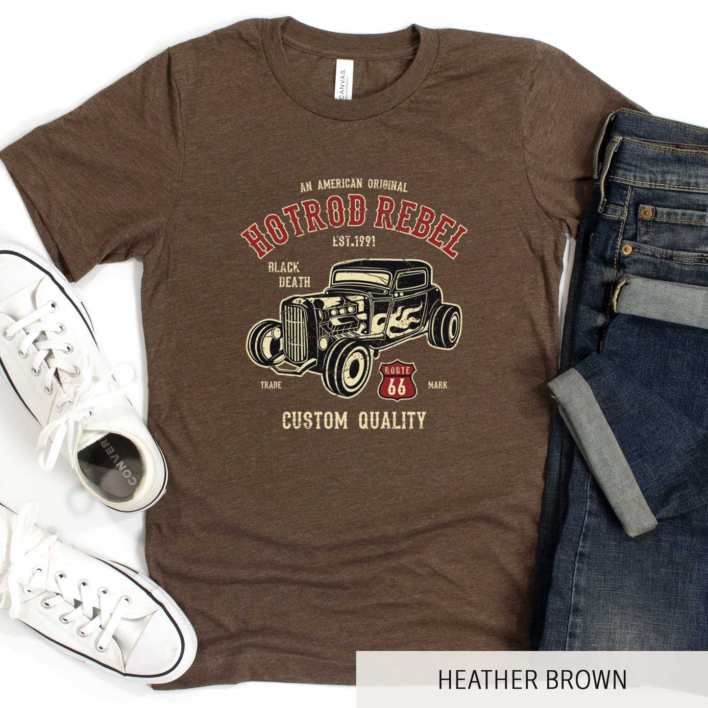 Hot Rod Rebel - Adult Unisex Jersey Crew Tee