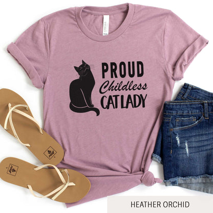 Proud Childless Cat Lady - Adult Unisex Jersey Crew Tee