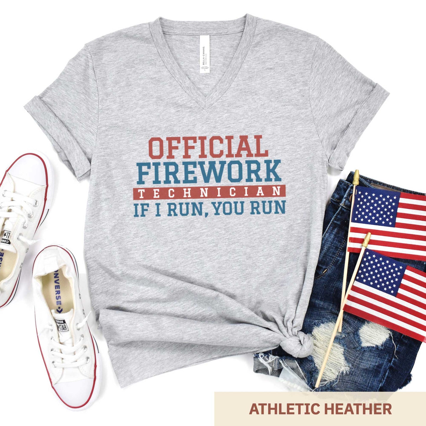 Official Firework Technician - Adult Unisex Jersey V-Neck Tee