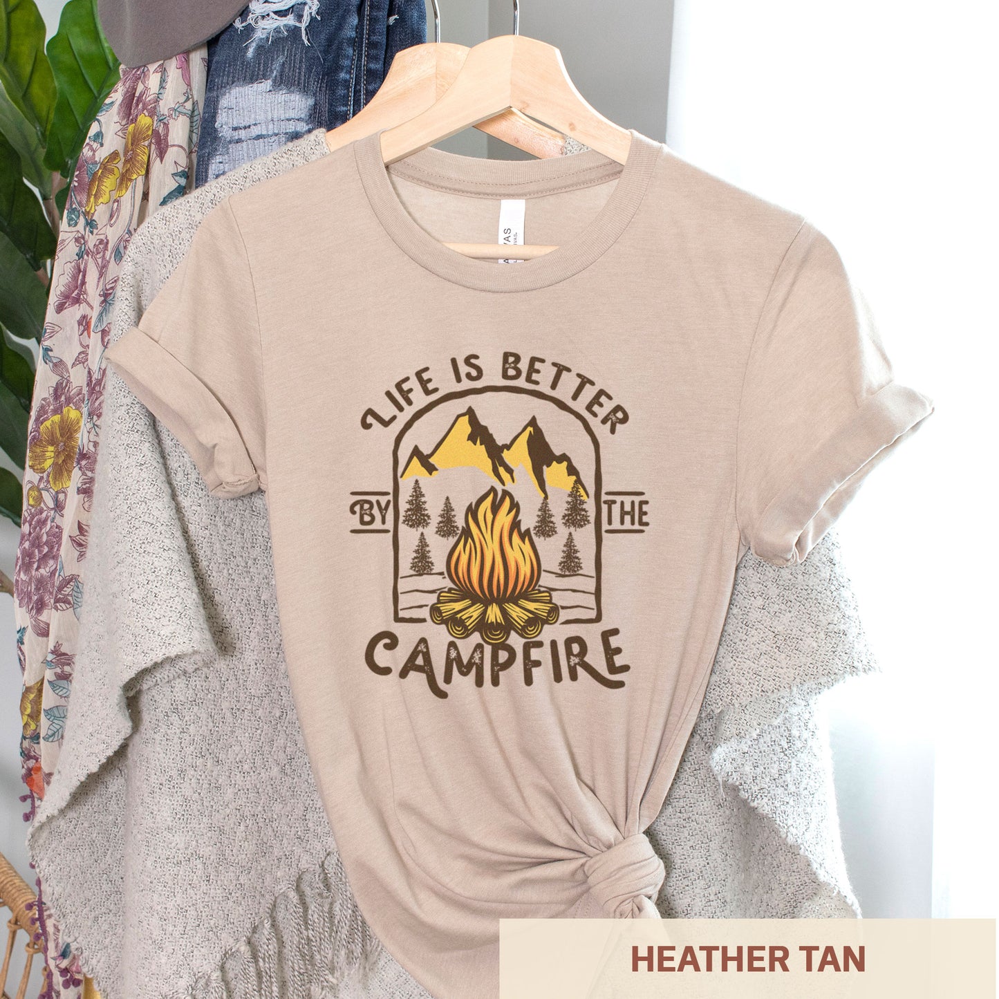 Life is Better by the Campfire - Adult Unisex Jersey Crew Tee
