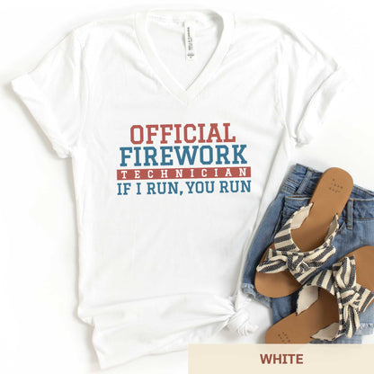 Official Firework Technician - Adult Unisex Jersey V-Neck Tee