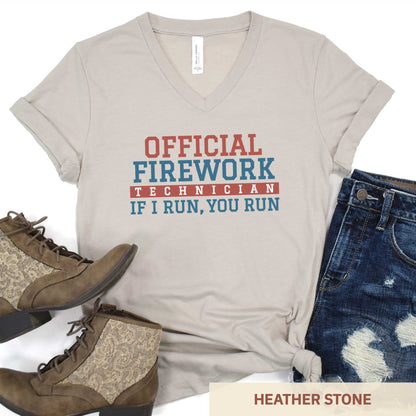 Official Firework Technician - Adult Unisex Jersey V-Neck Tee