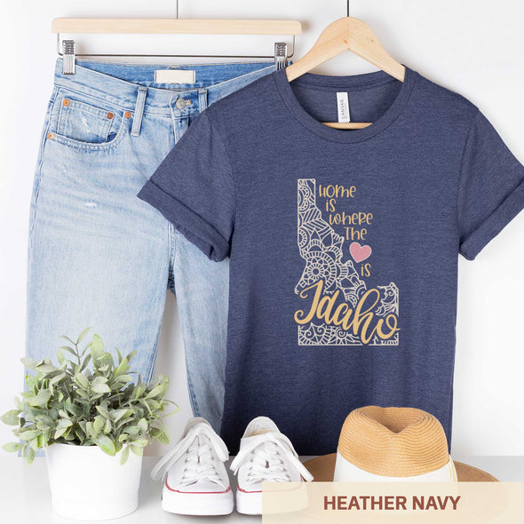 Idaho: Home is Where the Heart Is - Adult Unisex Jersey Crew Tee