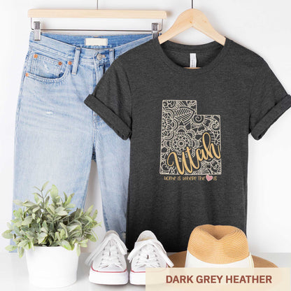Utah: Home is Where the Heart Is - Adult Unisex Jersey Crew Tee