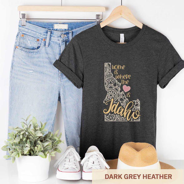 Idaho: Home is Where the Heart Is - Adult Unisex Jersey Crew Tee
