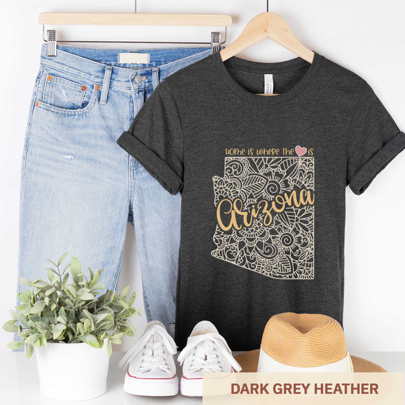 Arizona: Home is Where the Heart Is - Adult Unisex Jersey Crew Tee