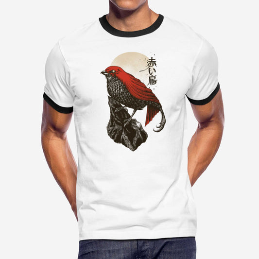 Red Hood Bird - Adult Unisex Classic Ringer Tee