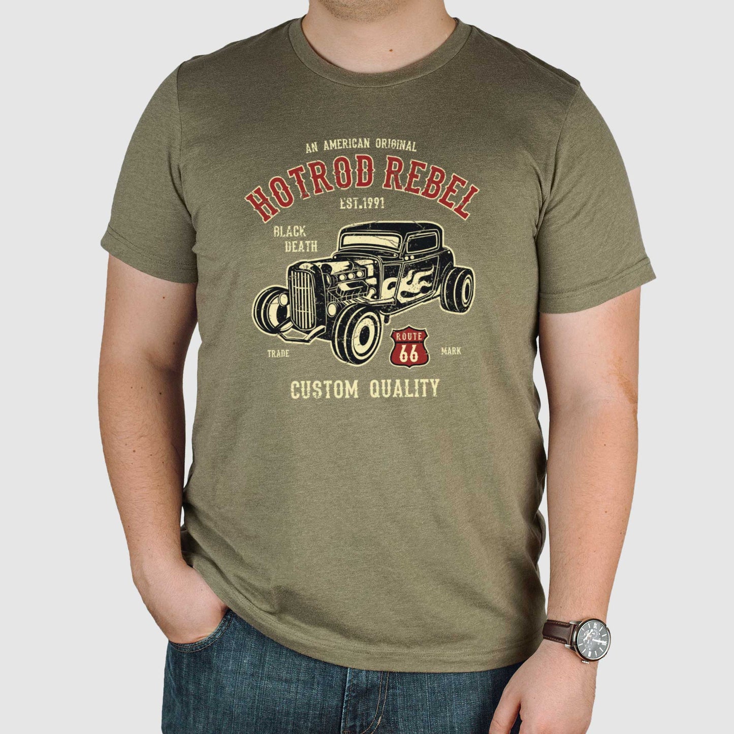 Hot Rod Rebel - Adult Unisex Jersey Crew Tee