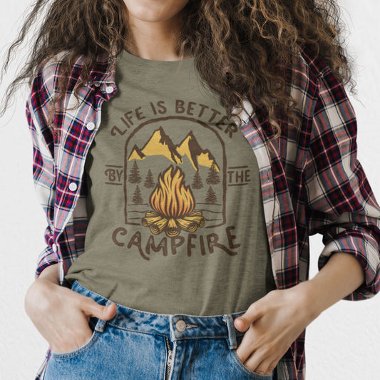 Life is Better by the Campfire - Adult Unisex Jersey Crew Tee
