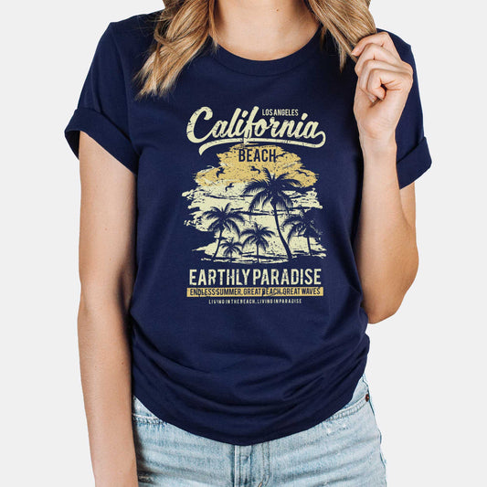 California Beach Earthly Paradise - Adult Unisex Jersey Crew Tee