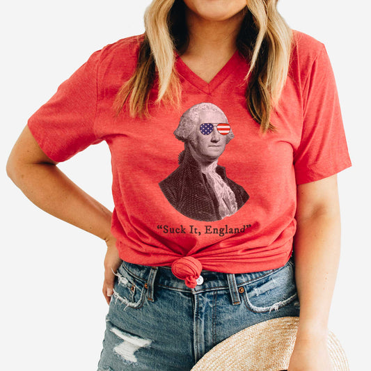 George Washington Suck It England - Adult Unisex Jersey V-Neck Tee