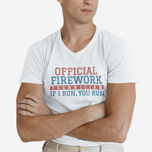 Official Firework Technician - Adult Unisex Jersey V-Neck Tee