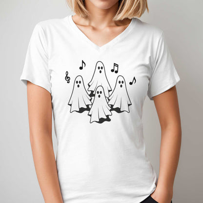 Singing Ghosts - Adult Unisex Jersey V-Neck Tee