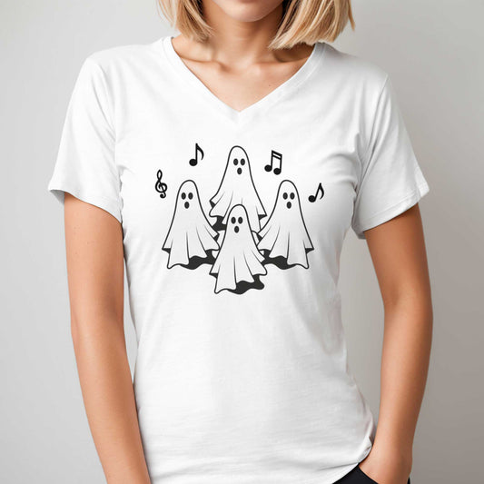 Singing Ghosts - Adult Unisex Jersey V-Neck Tee