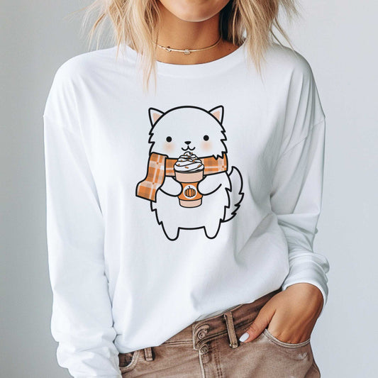 Pumpkin Spice Cat - Adult Unisex Long Sleeve Tee