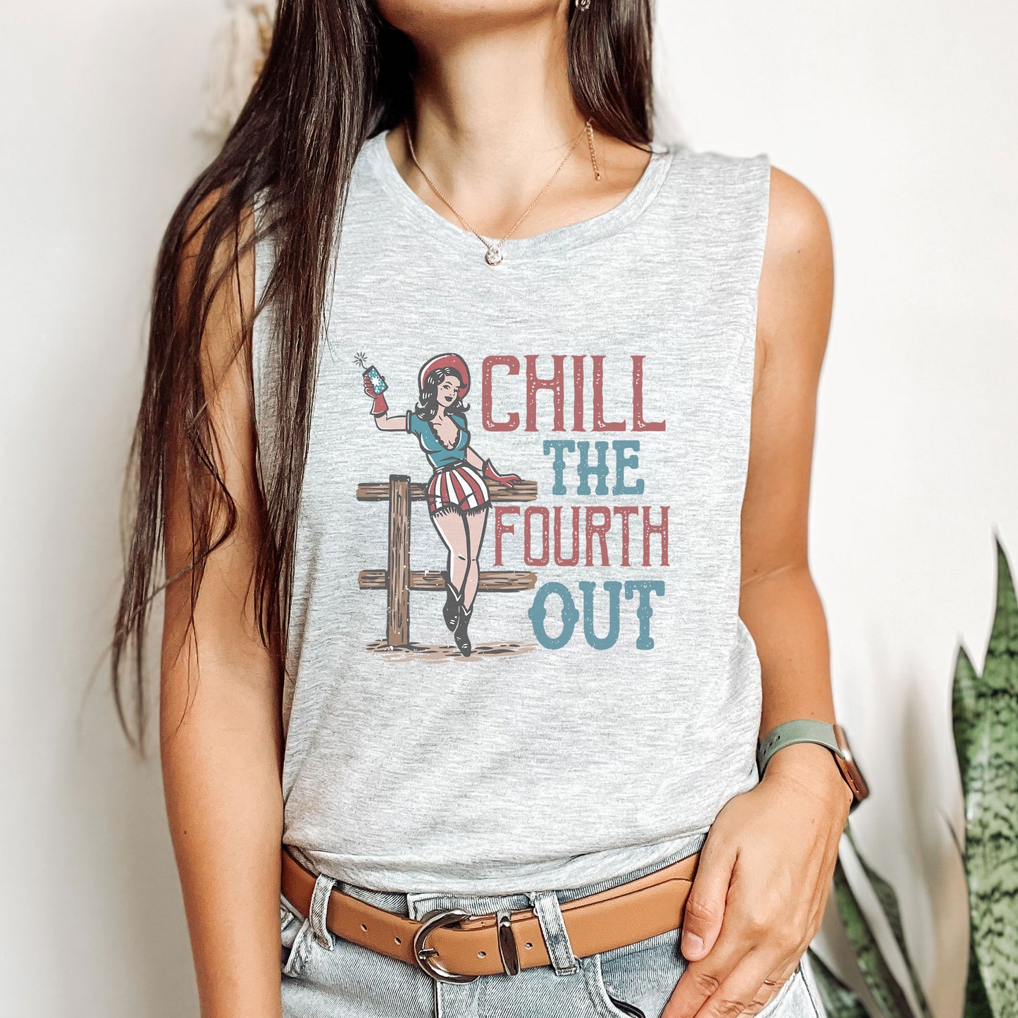 Chill the 4th Out - Women's Scoop Muscle Tank