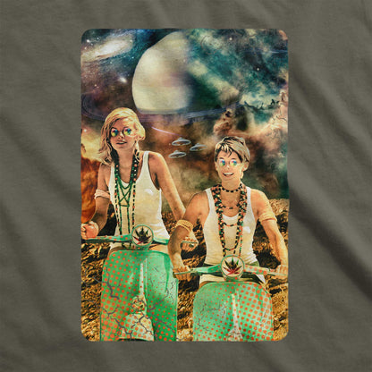 Galactic Cruise Surreal Retro Sci-fi - Adult Unisex Jersey Crew Tee
