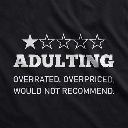 A black Bella Canvas swatch that says Adulting with one star.