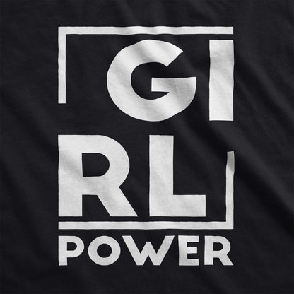 A black District 7501 swatch featuring the words girl power.