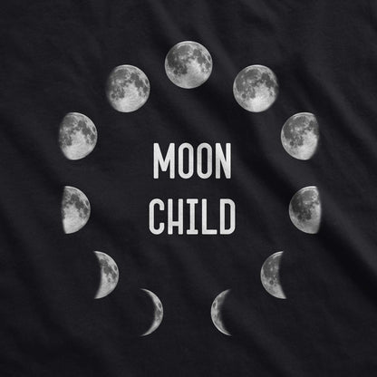 A black District 7501 swatch with the phases of the moon in a circle and the words moon child in the center.