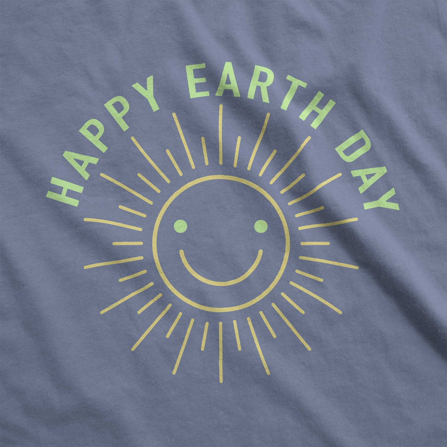 Happy Earth Day with Sun Smiley Face - Adult Unisex Garment Dyed Tee