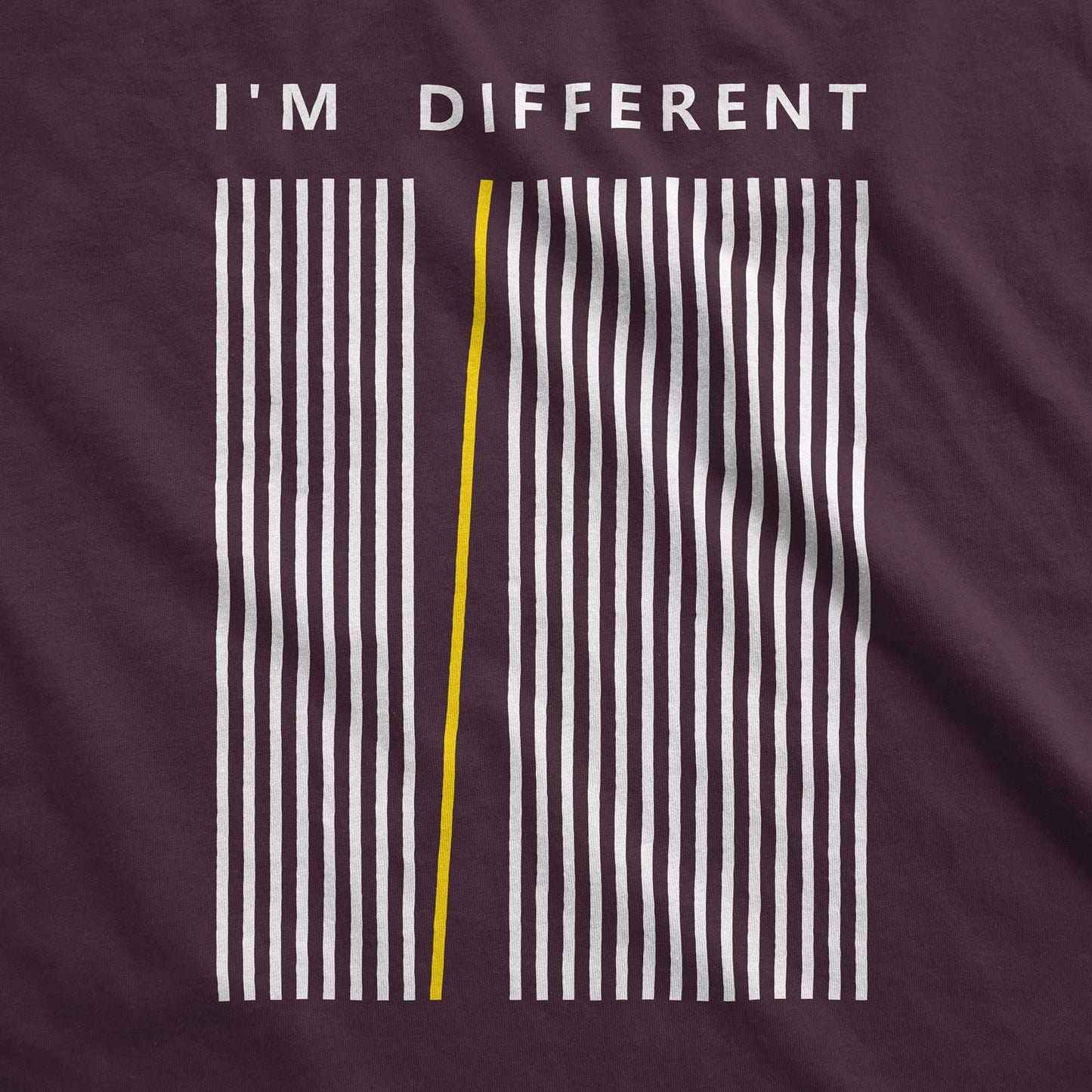 An oxblood black swatch featuring several white straight lines and one yellow leaning line.