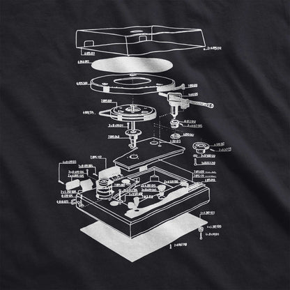 Record Player Diagram (White Ink) - Adult Unisex Jersey Crew Tee