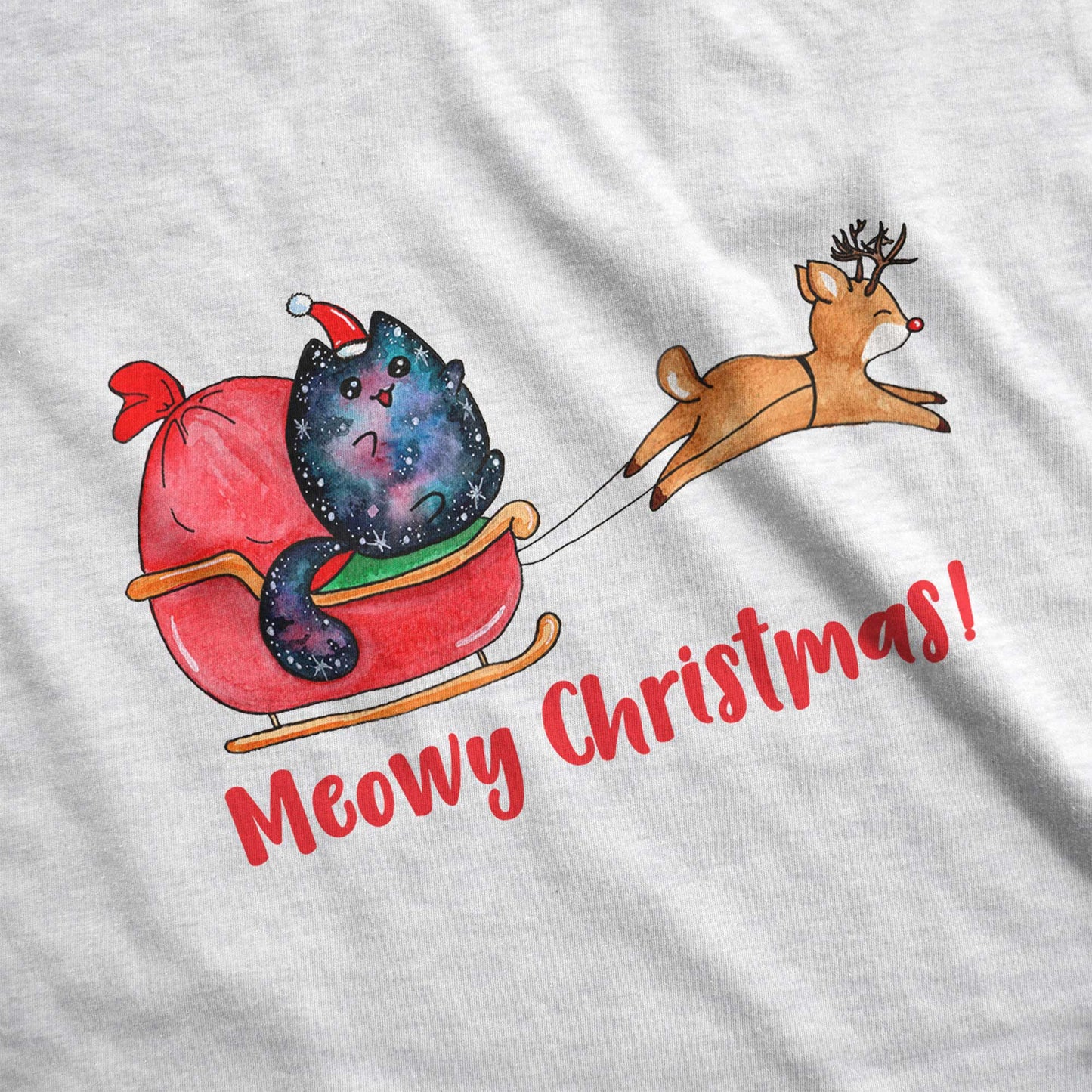 Meowy Christmas Cosmic Cat - Adult Unisex Triblend Raglan Tee