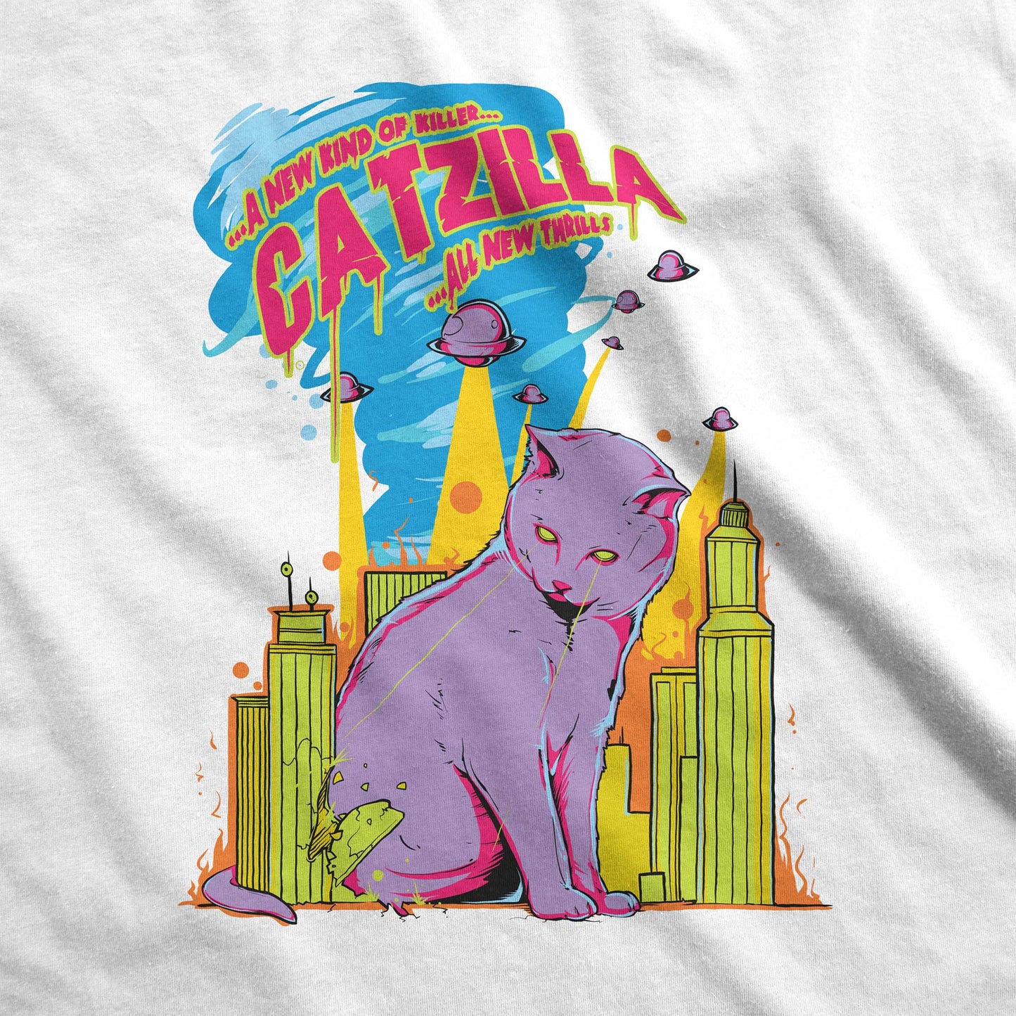 Catzilla, Giant Cat Monster - Women’s Flex Scoop Neck Tee