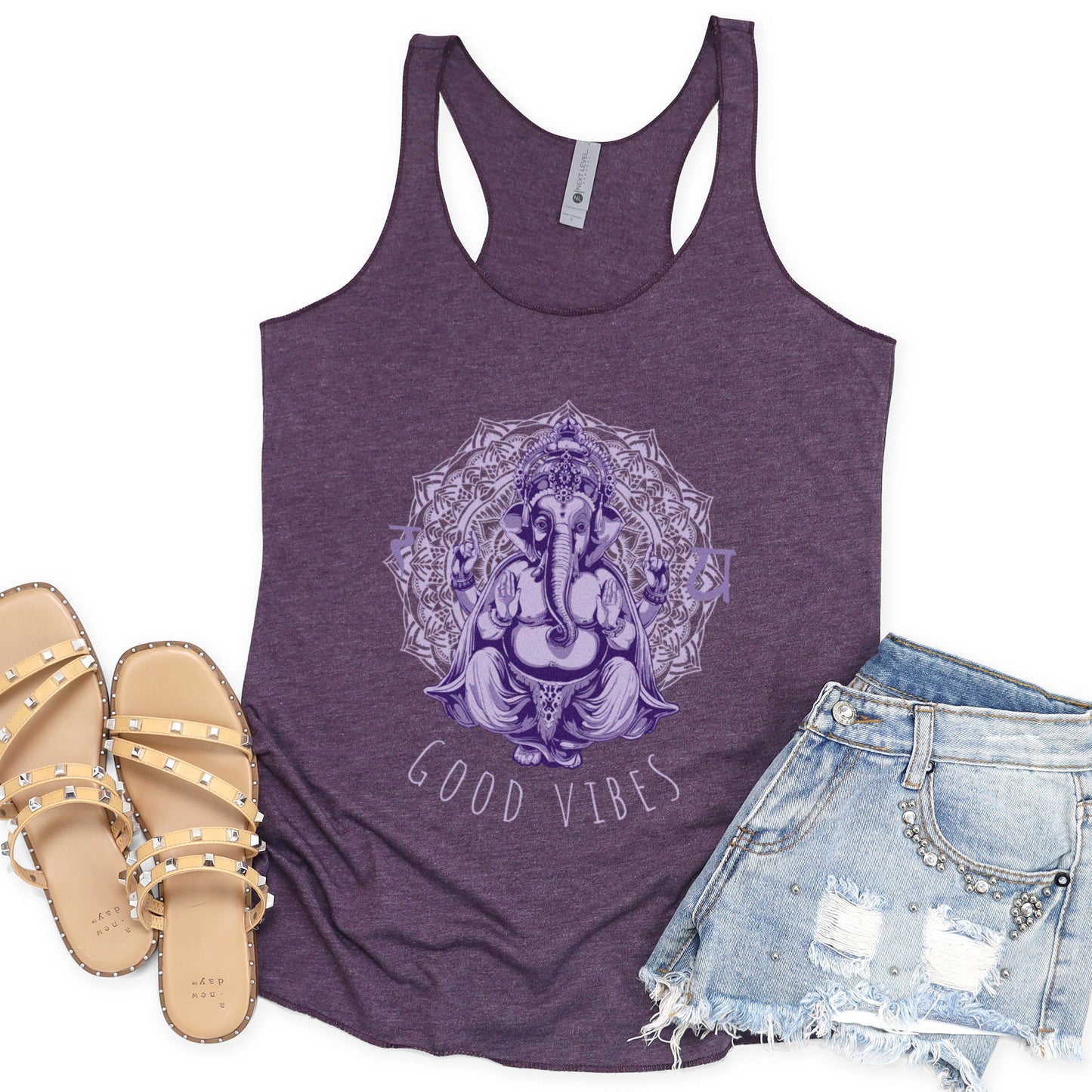 Ganesha Good Vibes - Women's Triblend Racerback Tank