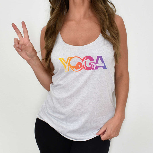 Yoga Poses Word Art - Women's Triblend Racerback Tank