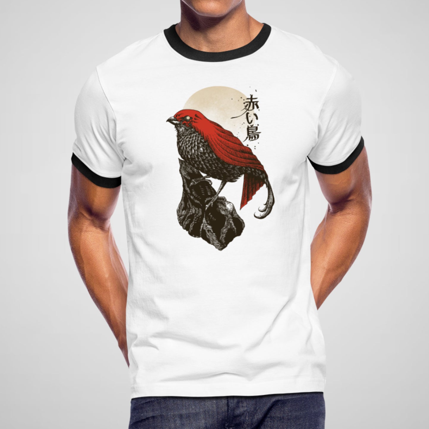 Red Hood Bird - Adult Unisex Classic Ringer Tee