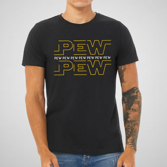 Pew Pew, Sci-fi, Space Noises - Adult Unisex Jersey Crew Tee