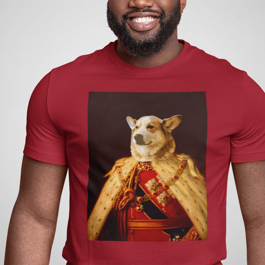 Royal Corgi, Portrait Mashup - Adult Unisex Jersey Crew Tee