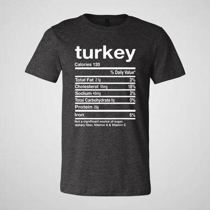 Turkey Nutrition Facts, Funny - Adult Unisex Jersey Crew Tee