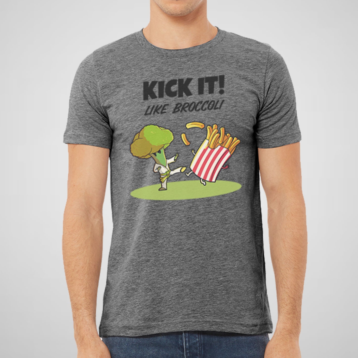 Kick It! Like Broccoli, Funny - Adult Unisex Jersey Crew Tee