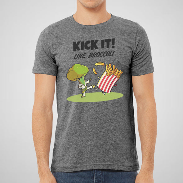 Kick It! Like Broccoli, Funny - Adult Unisex Jersey Crew Tee