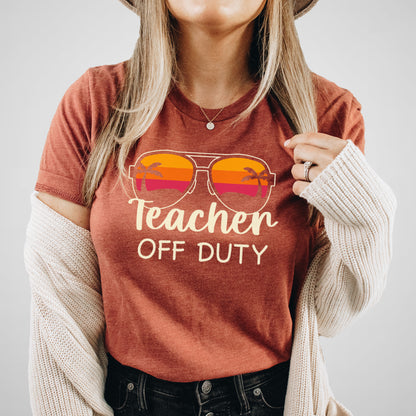 Teacher Off Duty, Summer, Funny - Adult Unisex Jersey Crew Tee