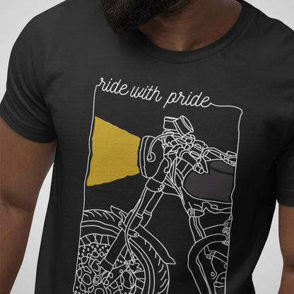 Ride with Pride, Motorcycle Line Art - Adult Unisex Jersey Crew Tee