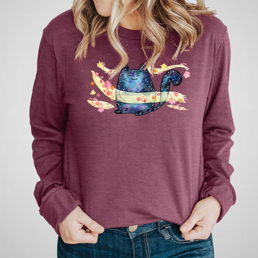 Cosmic Cat, Spring Breeze - Adult Unisex Long Sleeve Tee