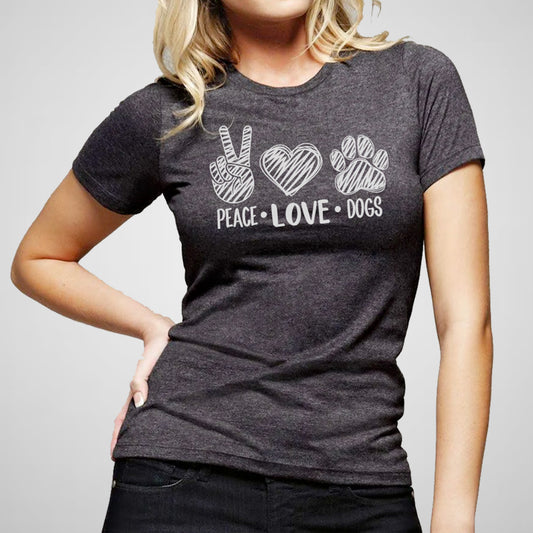 Peace + Love + Dogs - Women's Relaxed Fit Cotton/Poly Tee